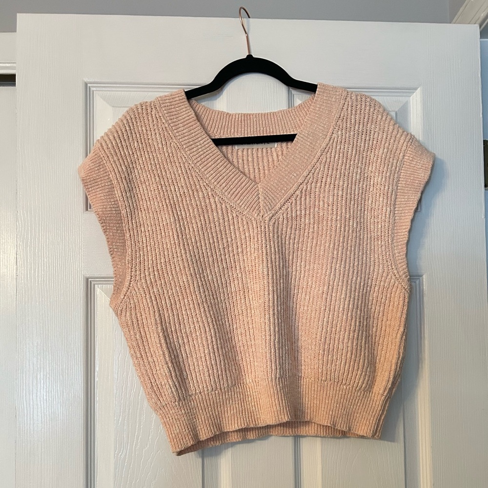Preppy Sweater Vest Crop Chunky Cable Knit Pastel 90's Oversized Women's Vest